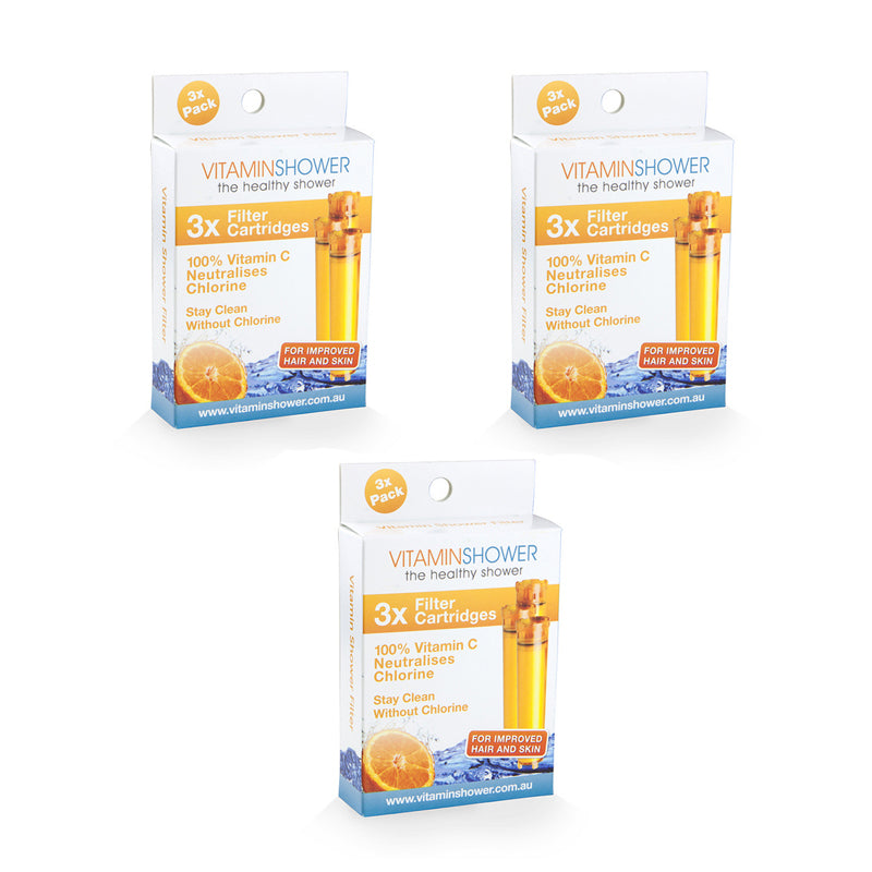 3 x Cartridge Pack of 3 Vitamin C Shower Filters Australia Vitamin Shower
